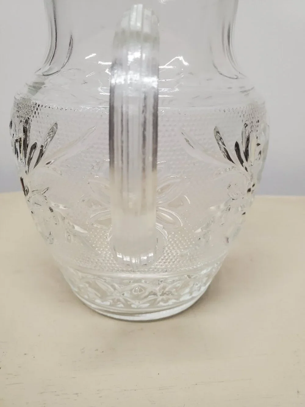 Vintage 37 Oz Ice Lip Juice Pitcher Sandwich Clear by Anchor Hocking